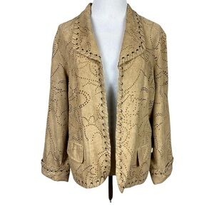 Chico’s Vegan Suede Perforated Western Jacket Sz 2 Coachella Boho